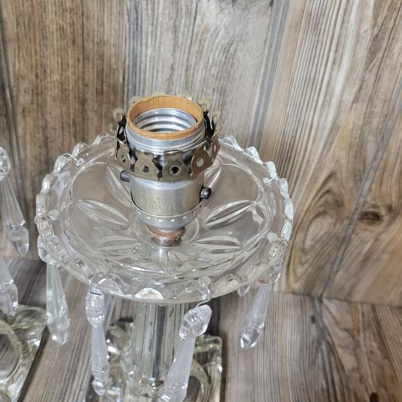 2 Vintage Lamps, Milk Glass Tulip Shades, Missing Prisms, Shabby Chic Decor - Picture 6 of 10